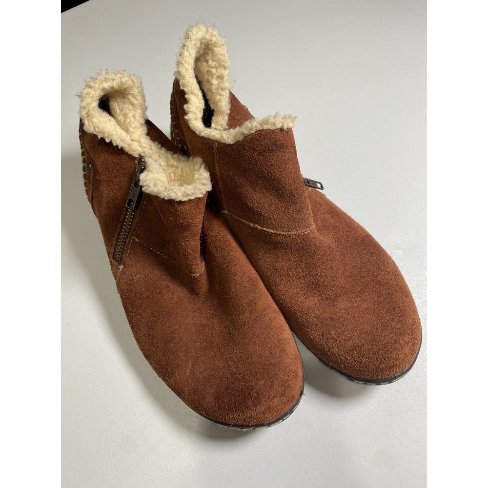 Hush Puppies Womens Leather Winter Boots Size 7 1/2 Fur Lined Warm Western Boho